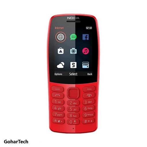 صفحه نمایش گوشی موبایل نوکیا مدل Nokia 210 از رو به رو رنگ قرمز