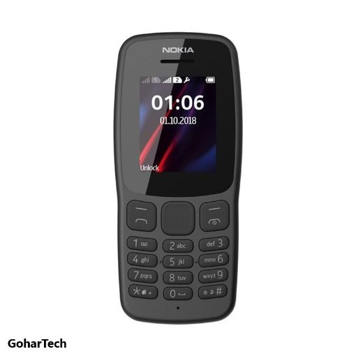 صفحه نمایش گوشی موبایل نوکیا مدل (2019) Nokia 106 از رو به رو رنگ مشکی
