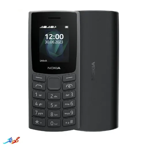 Front and back of Nokia 105 (2023) black color